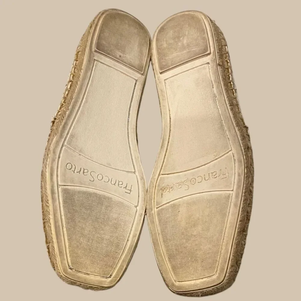 FRANCO SARTO Kenna Espadrille Flats Snake Print Beige Sz 6.5
